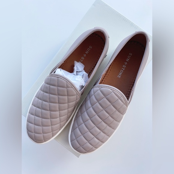Sun + Stone Womens Mariam2 Quilted Flat Loafers Slip on Sneaker Taupe 7.5M/8M - Picture 3 of 14